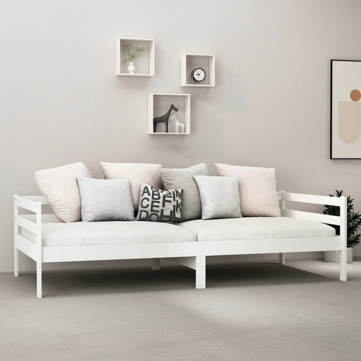 daybed med madras 90x200 cm massivt fyrretræ hvid