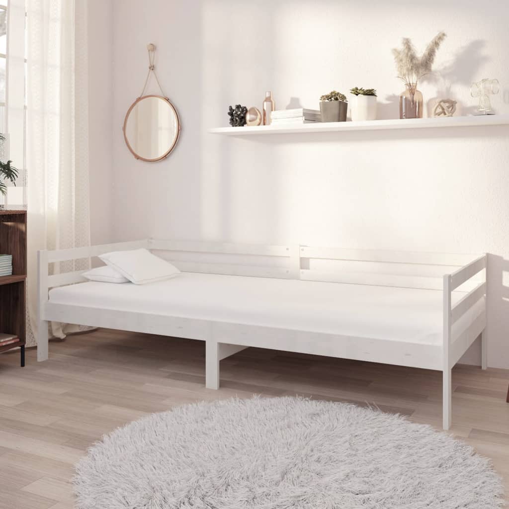 daybed med madras 90x200 cm massivt fyrretræ hvid