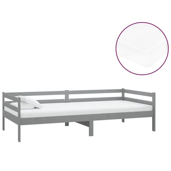 daybed med madras 90x200 cm massivt fyrretræ grå