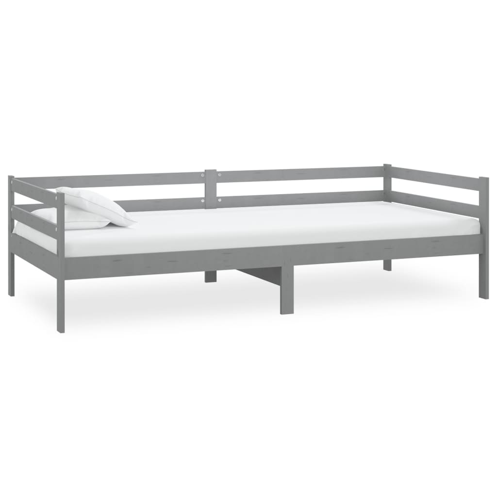 daybed med madras 90x200 cm massivt fyrretræ grå