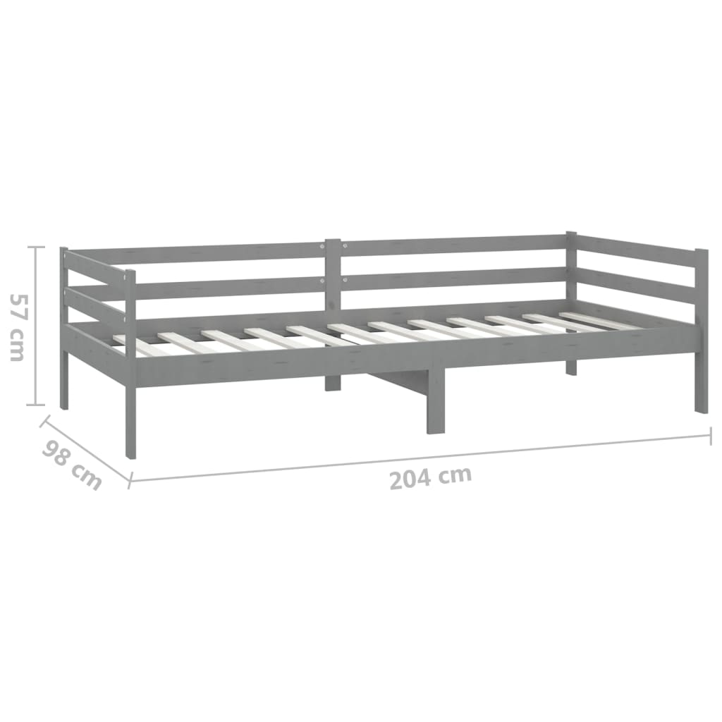 daybed med madras 90x200 cm massivt fyrretræ grå