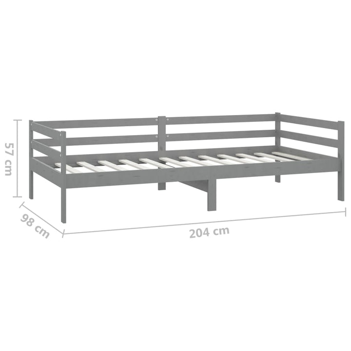 daybed med madras 90x200 cm massivt fyrretræ grå