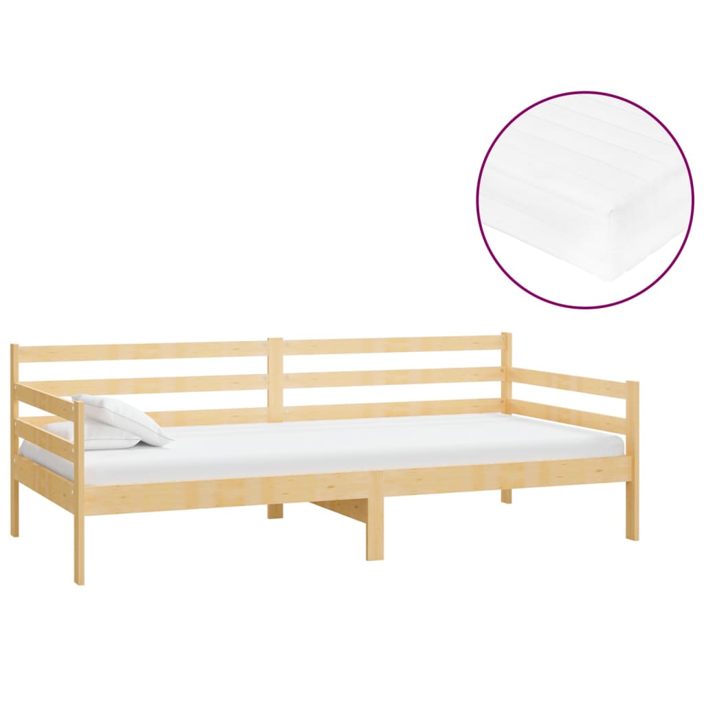 daybed med madras 90x200 cm massivt fyrretræ