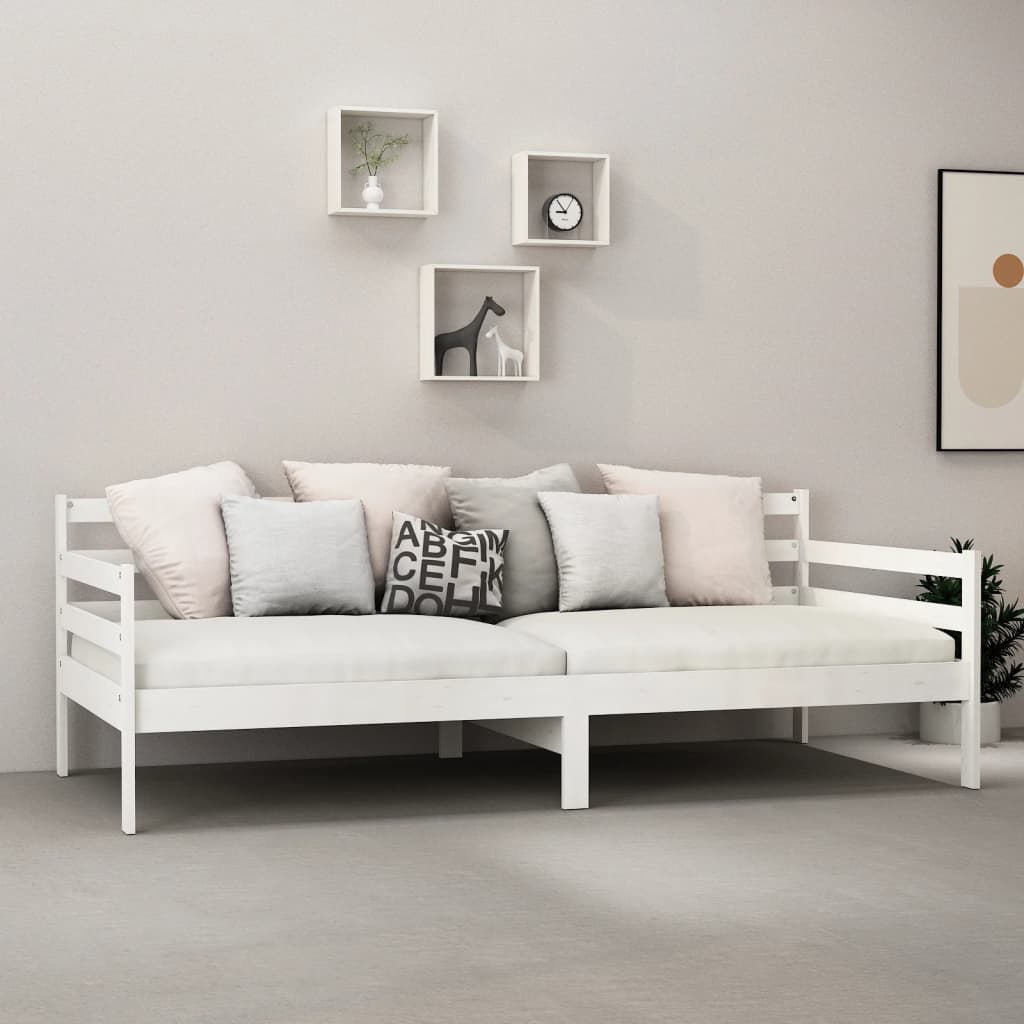 daybed med madras 90x200 cm massivt fyrretræ hvid