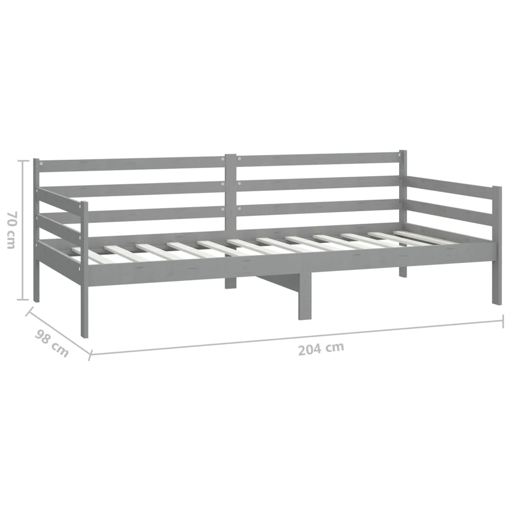daybed med madras 90x200 cm massivt fyrretræ grå