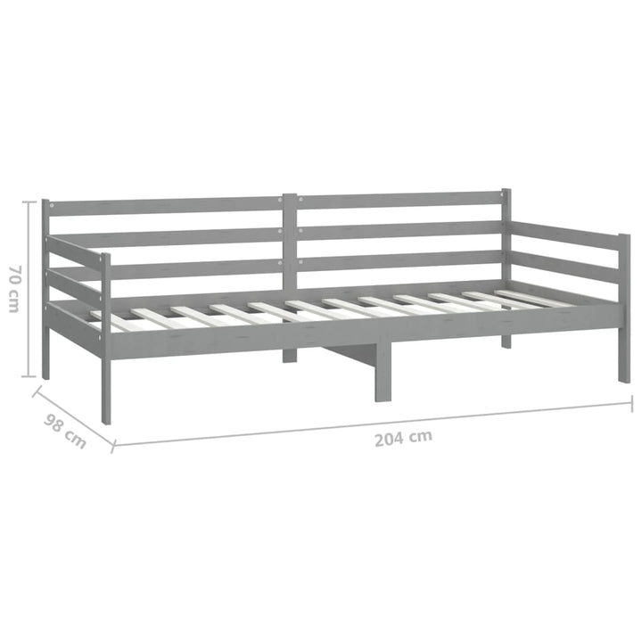 daybed med madras 90x200 cm massivt fyrretræ grå
