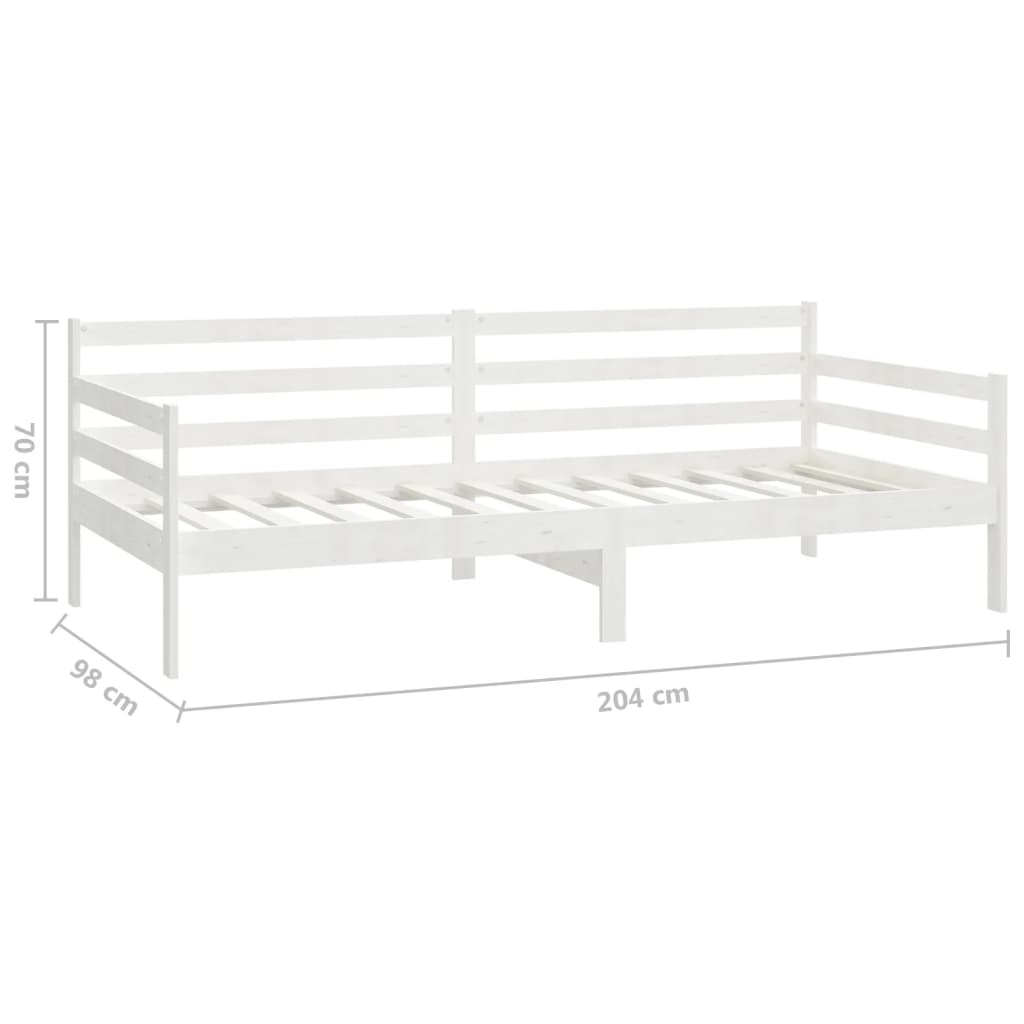 daybed med madras 90x200 cm massivt fyrretræ hvid