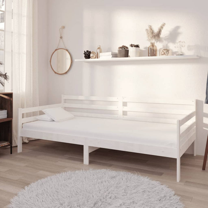 daybed med madras 90x200 cm massivt fyrretræ hvid
