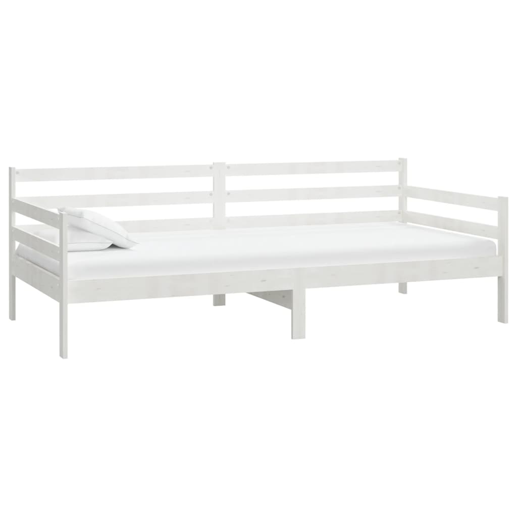 daybed med madras 90x200 cm massivt fyrretræ hvid