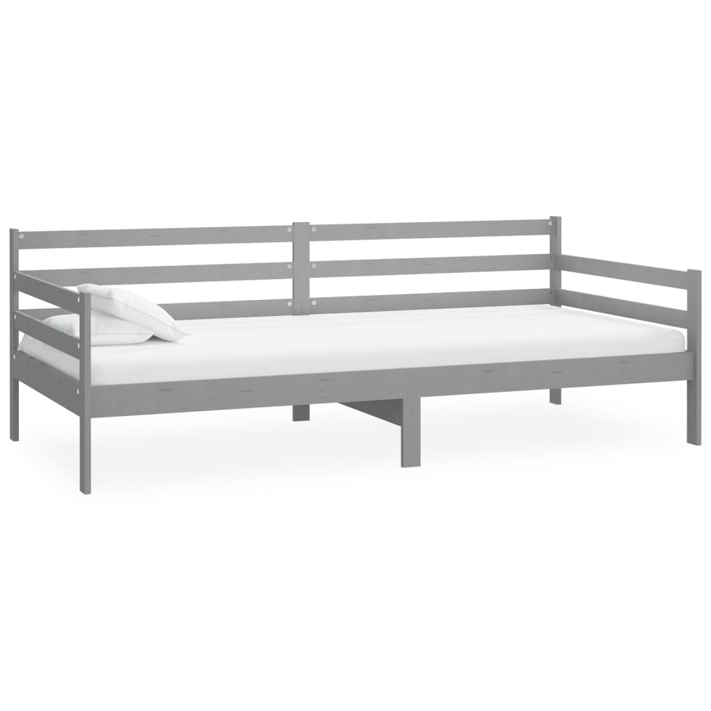 daybed med madras 90x200 cm massivt fyrretræ grå