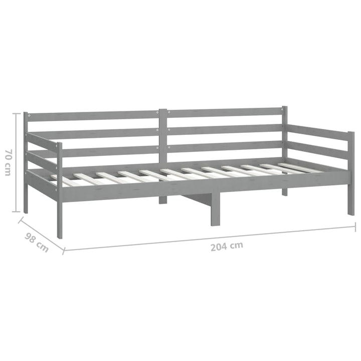 daybed med madras 90x200 cm massivt fyrretræ grå