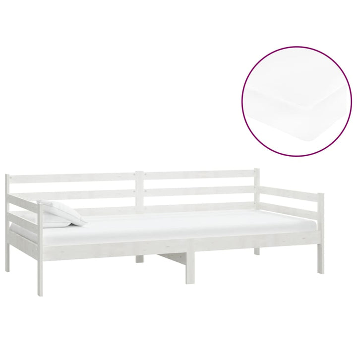 daybed med madras 90x200 cm massivt fyrretræ hvid