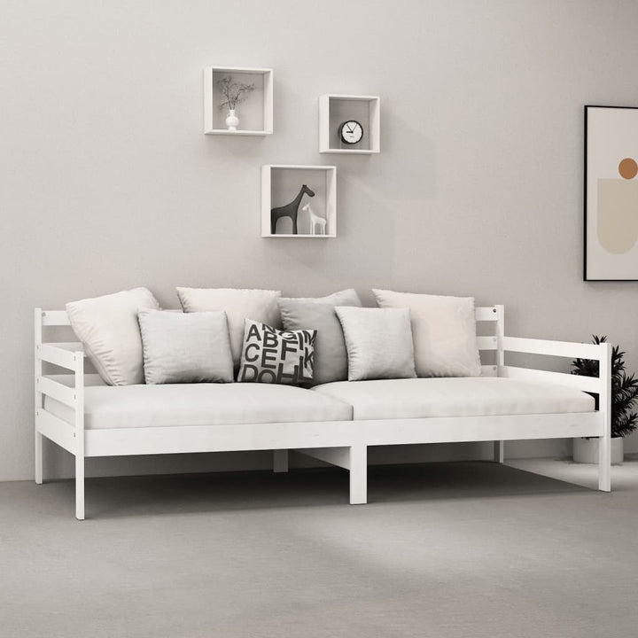 daybed med madras 90x200 cm massivt fyrretræ hvid