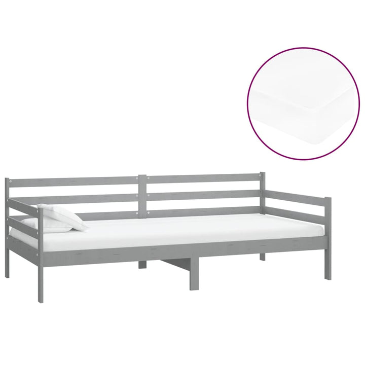 daybed med madras 90x200 cm massivt fyrretræ grå
