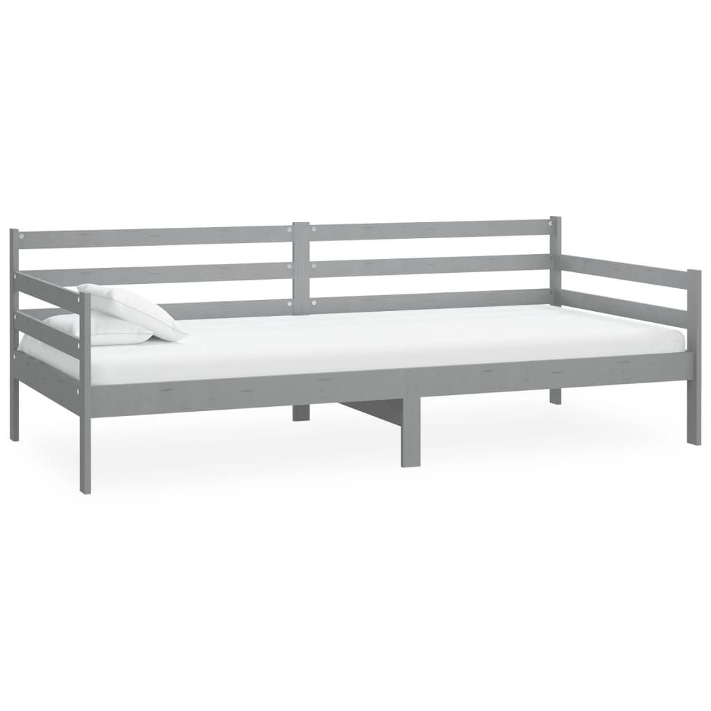 daybed med madras 90x200 cm massivt fyrretræ grå