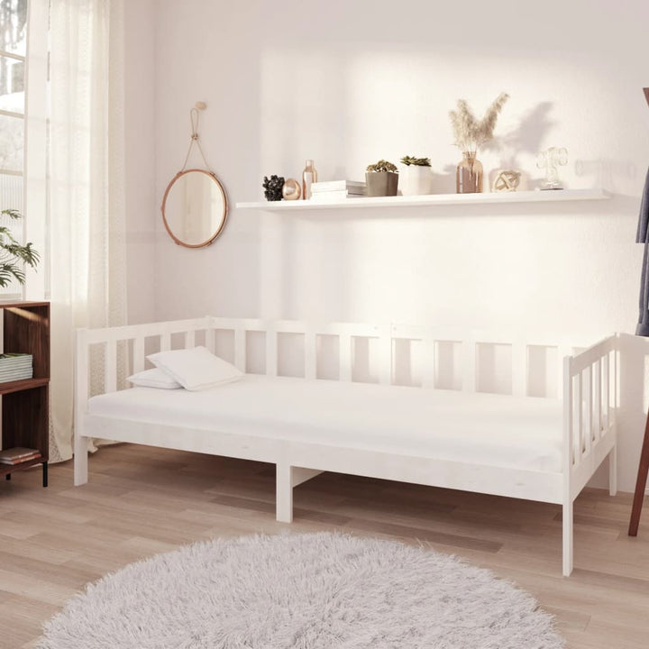 daybed med madras 90x200 cm massivt fyrretræ hvid