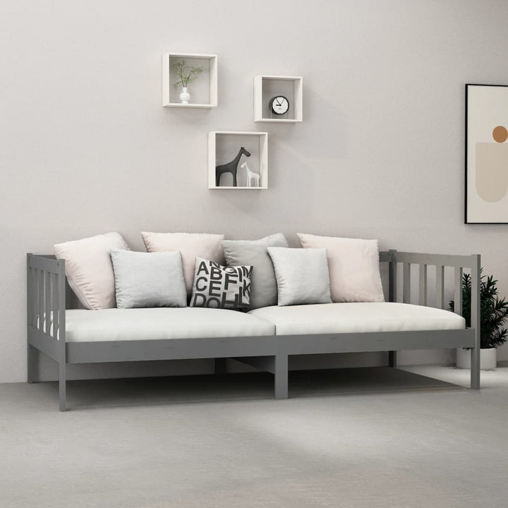 daybed med madras 90x200 cm massivt fyrretræ grå