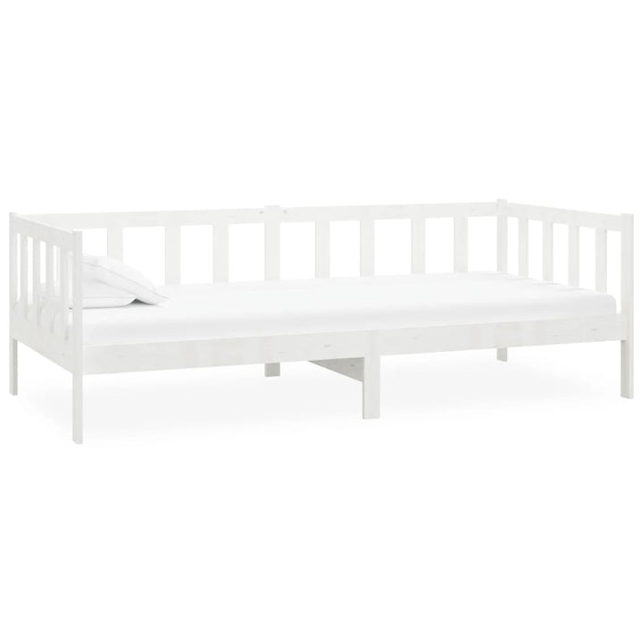 daybed med madras 90x200 cm massivt fyrretræ hvid