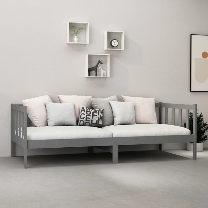 daybed med madras 90x200 cm massivt fyrretræ grå