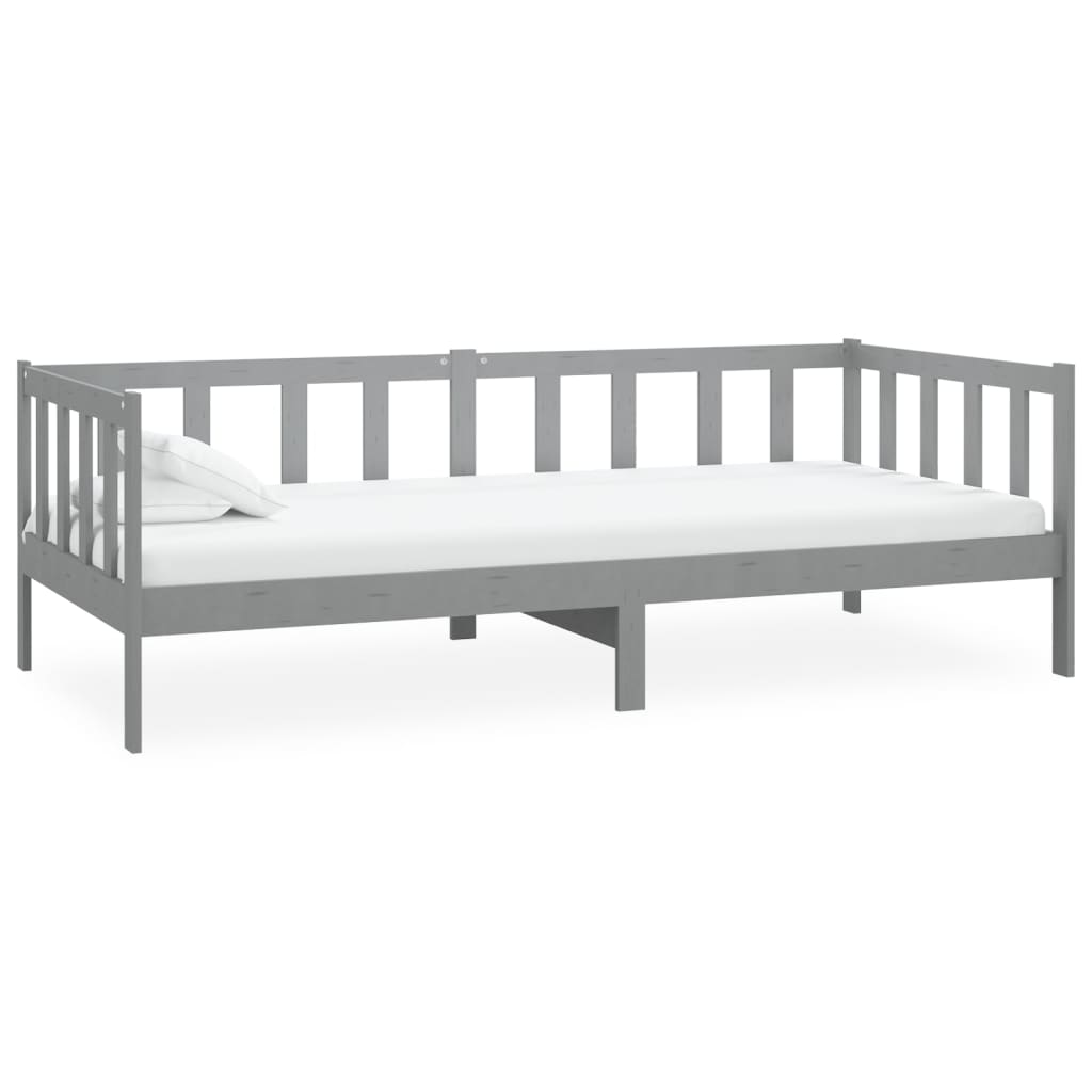 daybed med madras 90x200 cm massivt fyrretræ grå