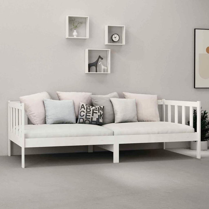 daybed med madras 90x200 cm massivt fyrretræ hvid