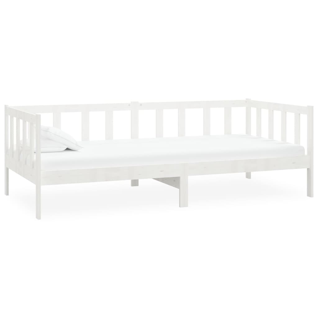 daybed med madras 90x200 cm massivt fyrretræ hvid