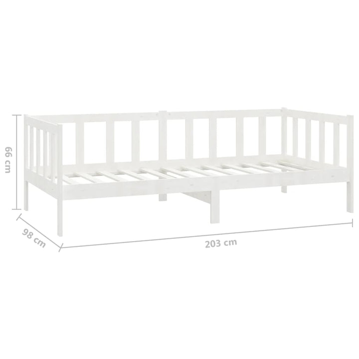 daybed med madras 90x200 cm massivt fyrretræ hvid