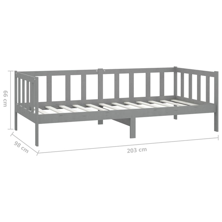daybed med madras 90x200 cm massivt fyrretræ grå