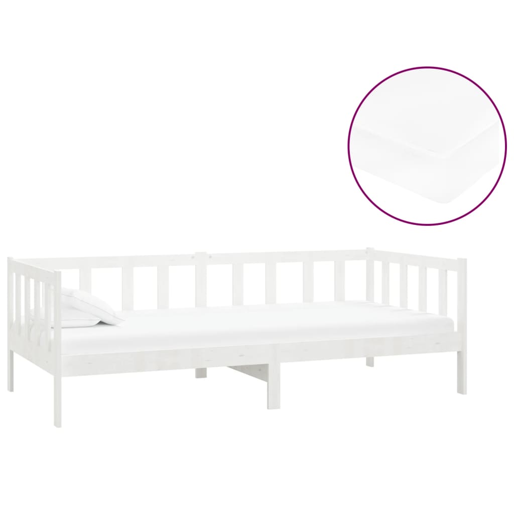 daybed med madras 90x200 cm massivt fyrretræ hvid