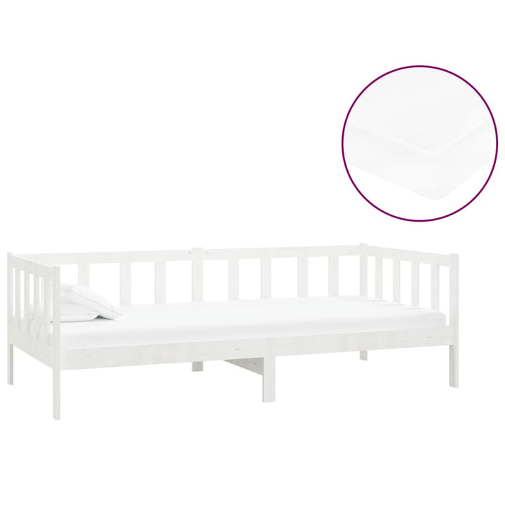 daybed med madras 90x200 cm massivt fyrretræ hvid