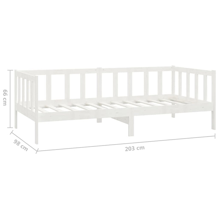 daybed med madras 90x200 cm massivt fyrretræ hvid