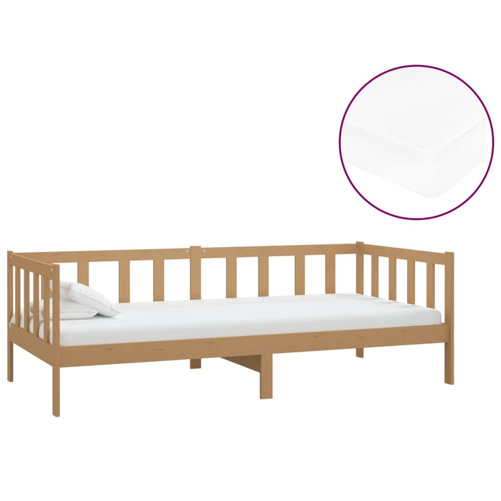 daybed med madras 90x200 cm massivt fyrretræ gyldenbrun