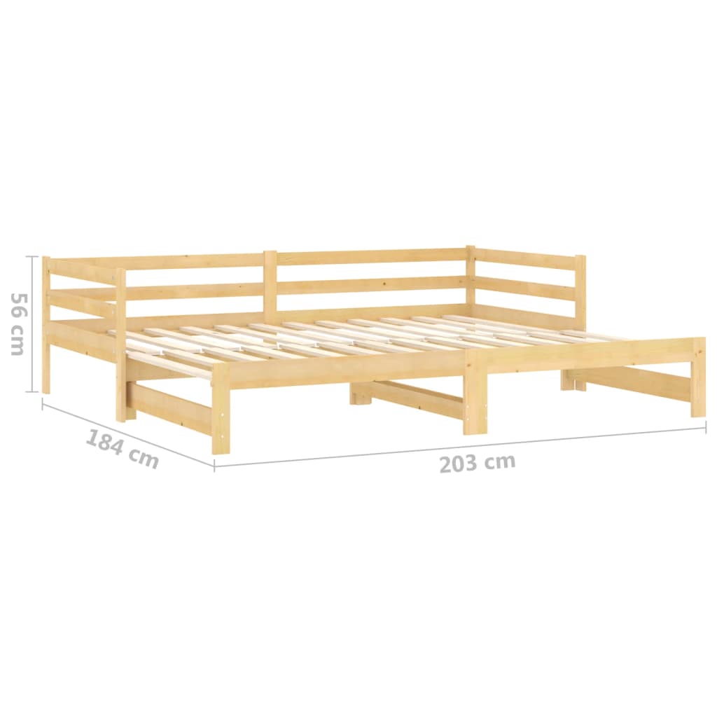 daybed med udtræk 2x(90x200) cm massivt fyrretræ