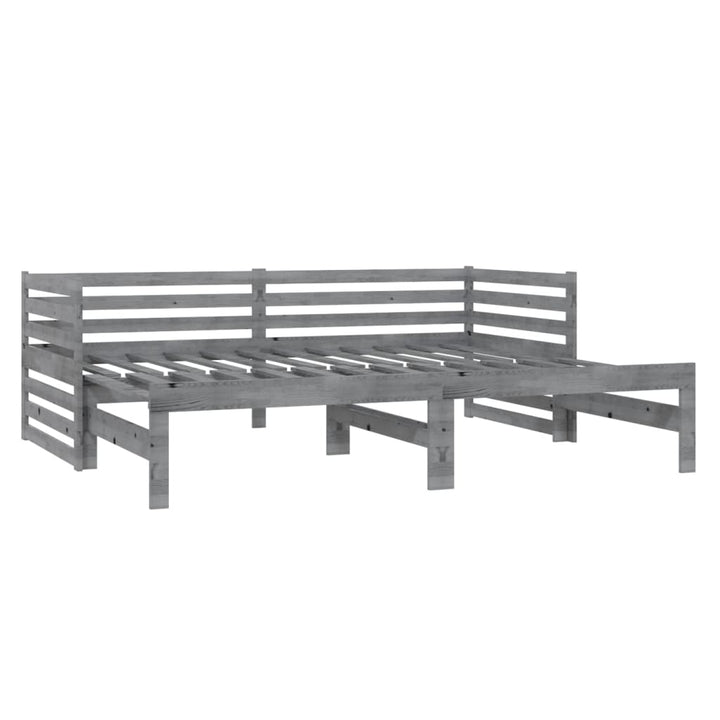 daybed med udtræk 2x(90x200) cm massivt fyrretræ grå