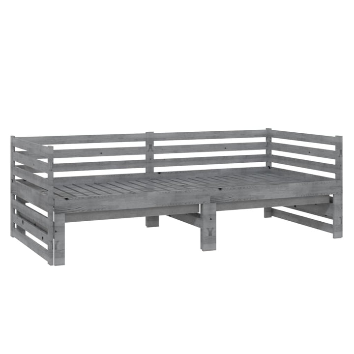 daybed med udtræk 2x(90x200) cm massivt fyrretræ grå