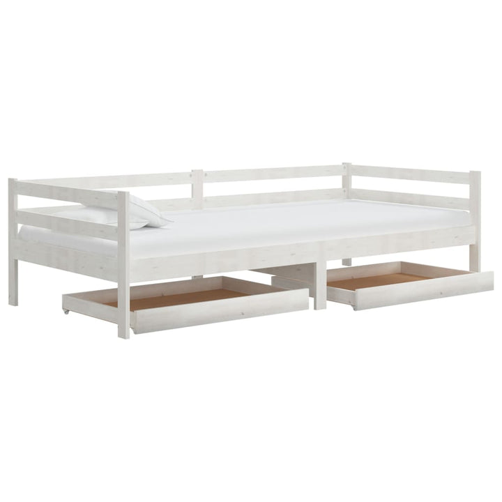 daybed med skuffer 90x200 cm massivt fyrretræ hvid