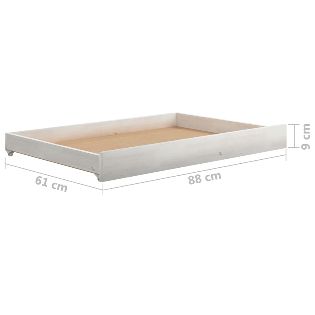 daybed med skuffer 90x200 cm massivt fyrretræ hvid
