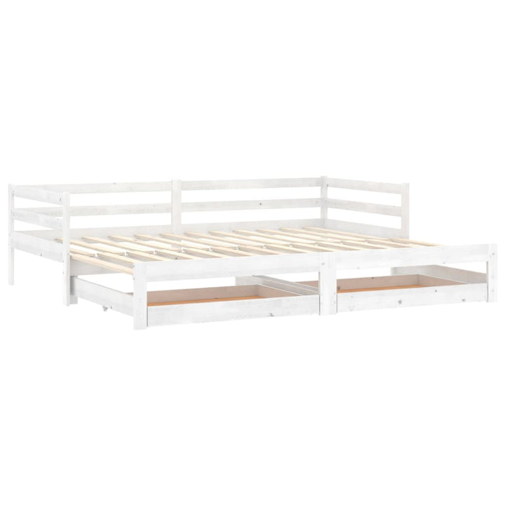 daybed med udtræk 2x(90x200) cm massivt fyrretræ hvid