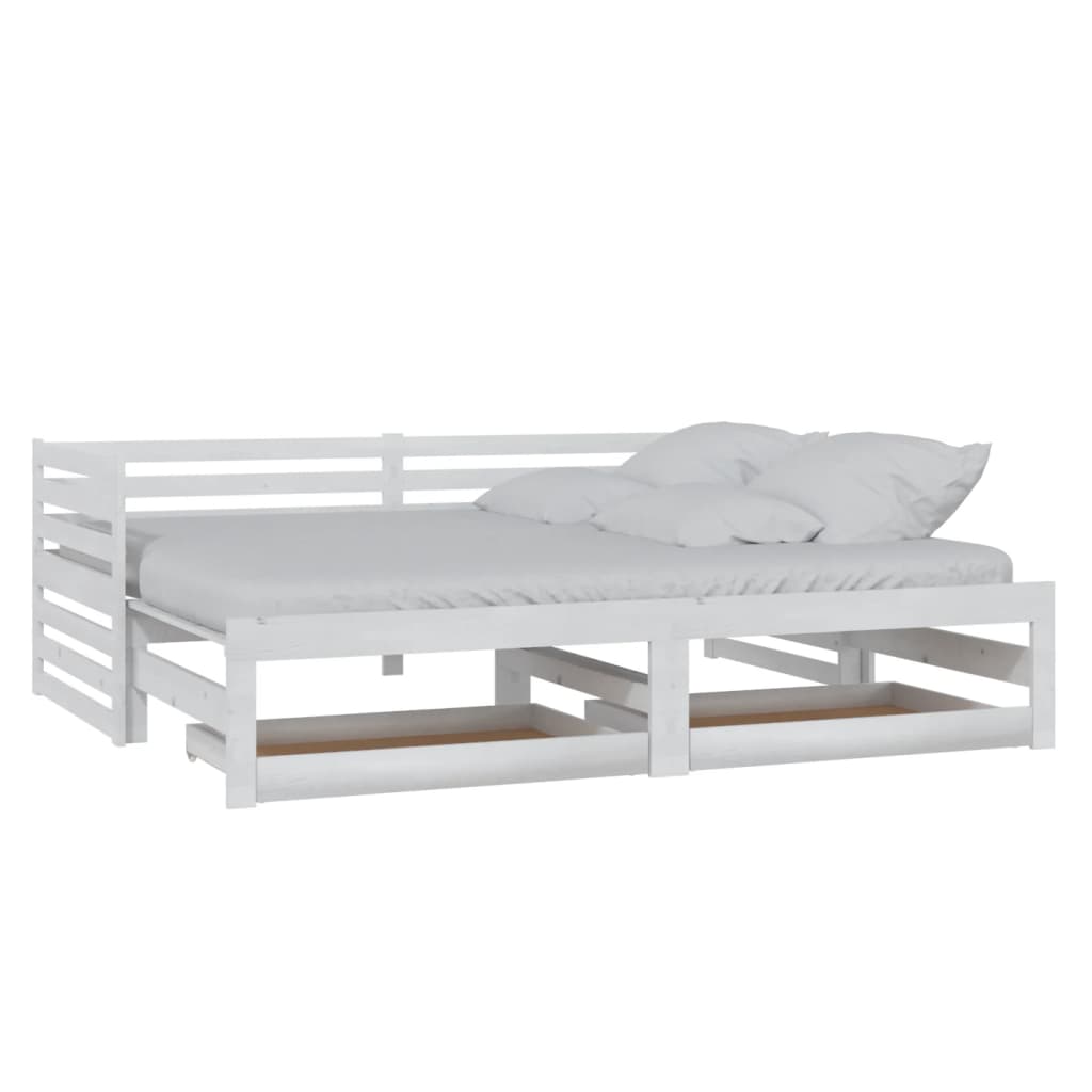 daybed med udtræk 2x(90x200) cm massivt fyrretræ hvid