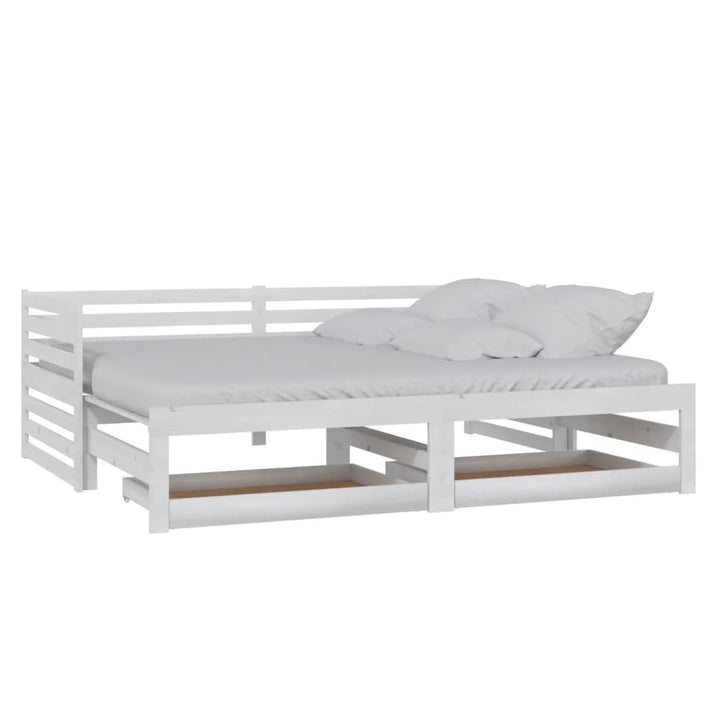 daybed med udtræk 2x(90x200) cm massivt fyrretræ hvid