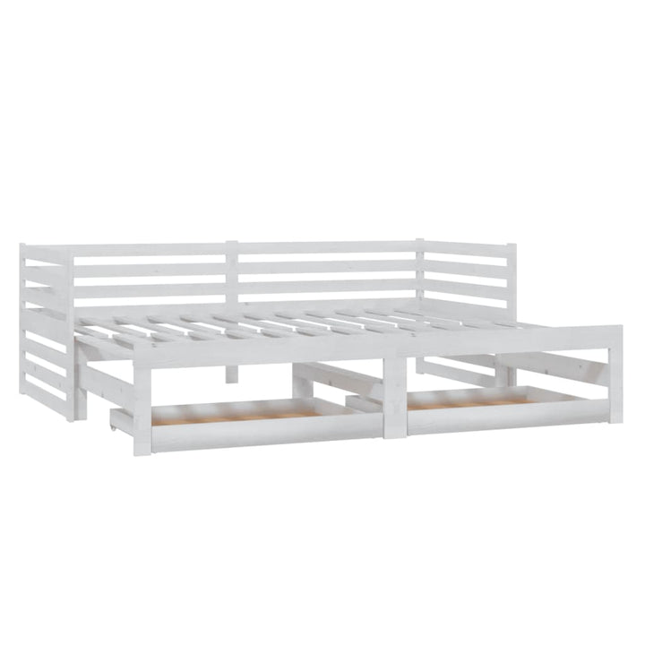 daybed med udtræk 2x(90x200) cm massivt fyrretræ hvid