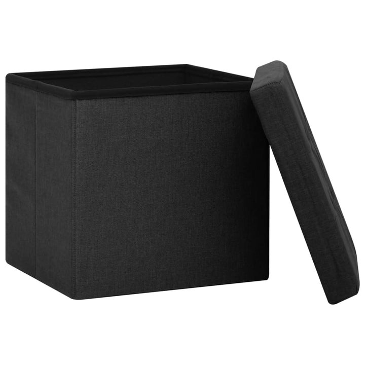foldbare opbevaringspuffer 2 stk. kunstlærred sort