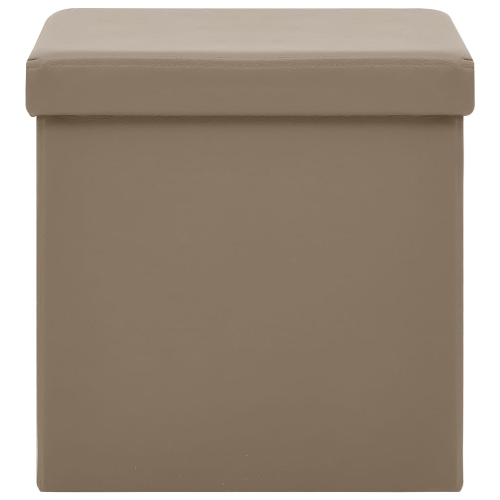 foldbar opbevaringspuf PVC cappuccinofarvet