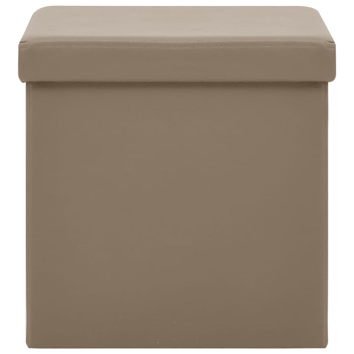 foldbar opbevaringspuf PVC cappuccinofarvet