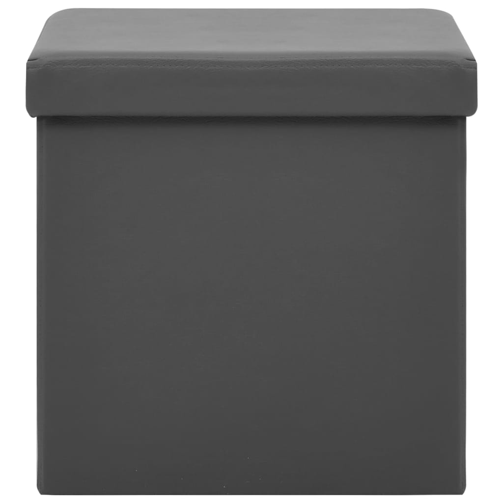 foldbare opbevaringspuffer 2 stk. PVC grå