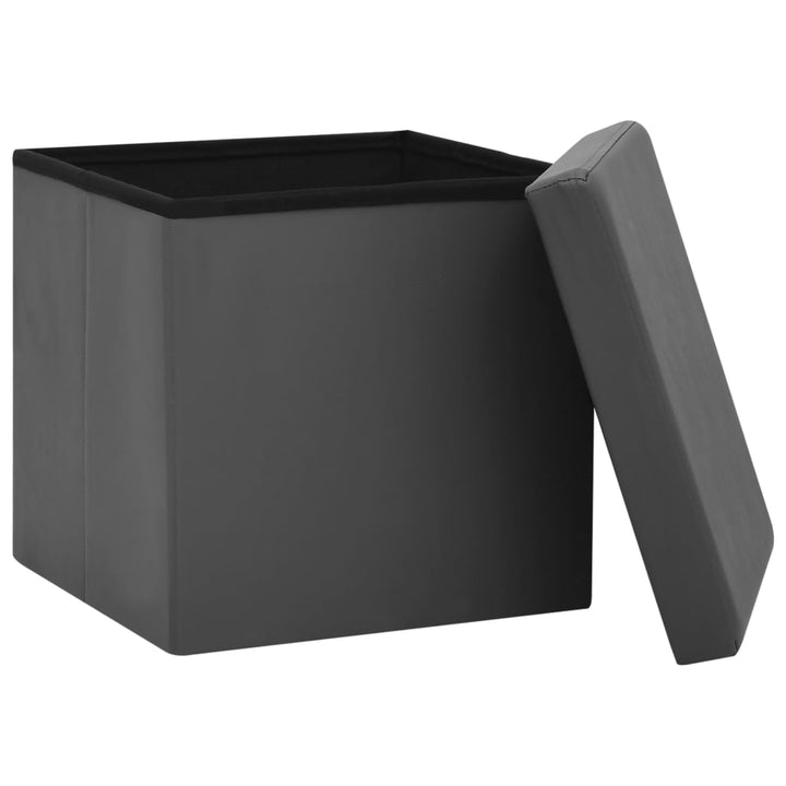 foldbare opbevaringspuffer 2 stk. PVC grå