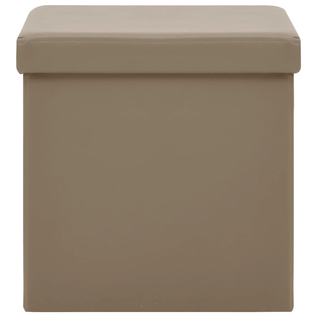 foldbare opbevaringspuffer 2 stk. PVC cappuccinofarvet