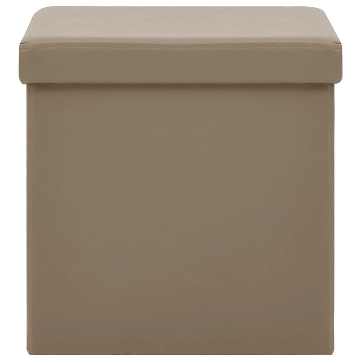 foldbare opbevaringspuffer 2 stk. PVC cappuccinofarvet