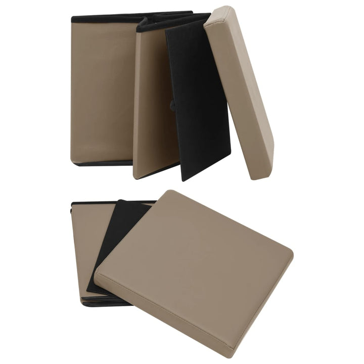foldbare opbevaringspuffer 2 stk. PVC cappuccinofarvet