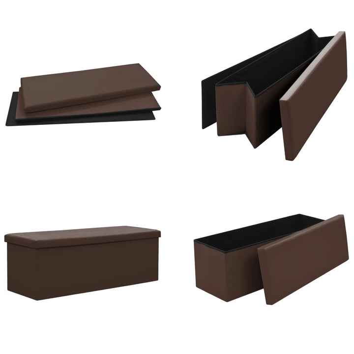 foldbar opbevaringsbænk PVC brun